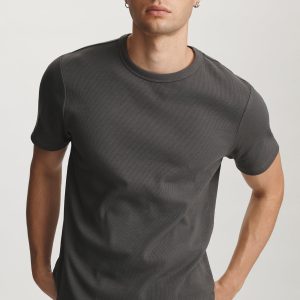 RIBBED SHORT SLEEVE CREW NECK T-SHIRT IN RAVEN