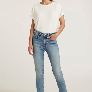 KATHLEEN SLIM BOYFRIEND IN LIGHT BRUSHED FLEX BLUE