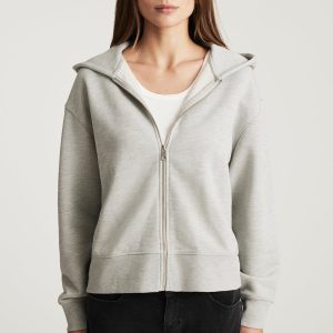 FULL ZIP HOODIE IN GREY MELANGE