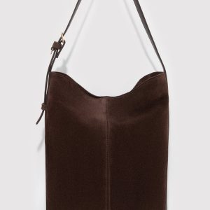 SUEDE BUCKET BAG IN TORTOISE SHELL