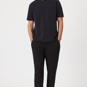 DRAWSTRING LINEN PANTS IN BLACK